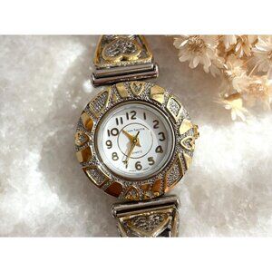 Jaclyn Smith Dual Toned Stretch Ladies Vintage Wristwatch - 28mm - WORKS!